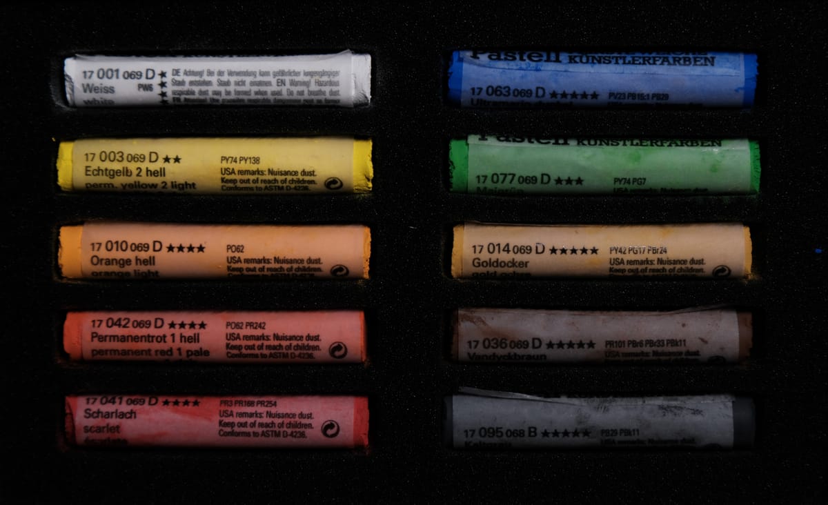What do the B, D, H, M, and O stand for on Schmincke pastels?